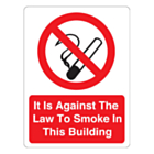 It Is Against The Law To Smoke In This Building Stickers 75x100mm
