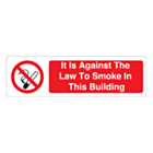 It Is Against The Law To Smoke In This Building Stickers 150x43mm
