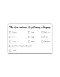 Cake Allergen Stickers 76x51mm