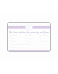 Cake Box Allergen Stickers Purple 76x51mm