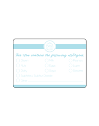 Cake Box Allergen Stickers Blue 76x51mm